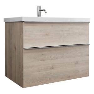 burgbad Eqio Waschtischkombination mit Keramik-Waschtisch, 83 cm, mit Griffleiste G0251