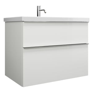 burgbad Eqio Waschtischkombination mit Keramik-Waschtisch, 83 cm, mit Griffleiste G0251