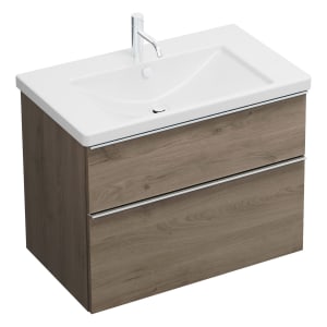 burgbad Eqio Waschtischkombination mit Keramik-Waschtisch, 83 cm, mit Griffleiste G0251