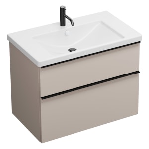 burgbad Eqio Waschtischkombination mit Keramik-Waschtisch, 83 cm, mit Griffleiste G0252