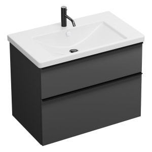 burgbad Eqio Waschtischkombination mit Keramik-Waschtisch, 83 cm, mit Griffleiste G0252