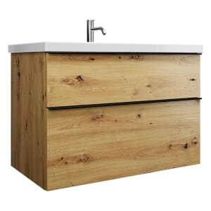 burgbad Eqio Waschtischkombination mit Keramik-Waschtisch, 93 cm, mit Griffleiste G0252