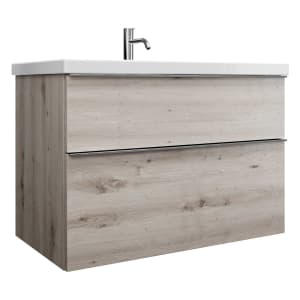 burgbad Eqio Waschtischkombination mit Keramik-Waschtisch, 93 cm, mit Griffleiste G0251