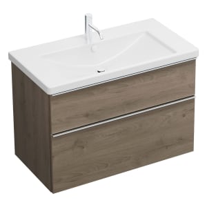 burgbad Eqio Waschtischkombination mit Keramik-Waschtisch, 93 cm, mit Griffleiste G0251