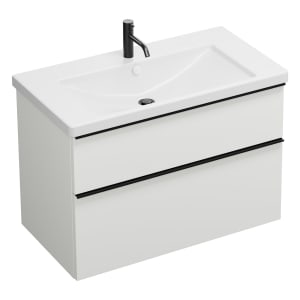 burgbad Eqio Waschtischkombination mit Keramik-Waschtisch, 93 cm, mit Griffleiste G0252