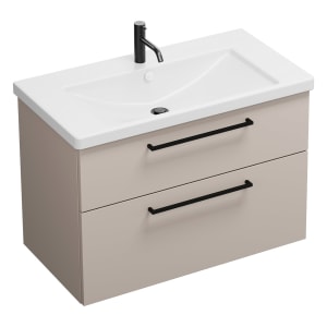 burgbad Eqio Waschtischkombination mit Keramik-Waschtisch, 93 cm, mit Stangengriff G0234