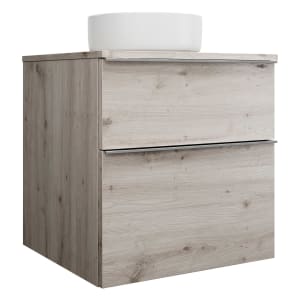 burgbad Eqio Waschtischkombination mit Keramik-Aufsatzwaschtisch 60 cm, Griffleiste G0251