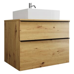 burgbad Eqio Waschtischkombination mit Keramik-Aufsatzwaschtisch 80 cm, mit Griffleiste P0252