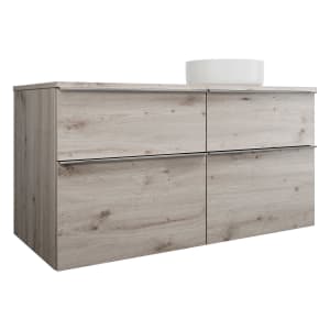 burgbad Eqio Waschtischkombination mit Keramik-Aufsatzwaschtisch 120 cm, rechts, mit Griffleiste G0251