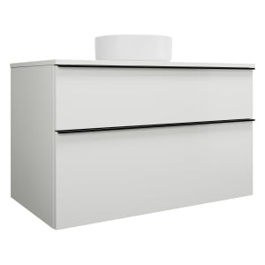 burgbad Eqio Waschtischkombination mit Keramik-Aufsatzwaschtisch 100 cm, mit Griffleiste G0252