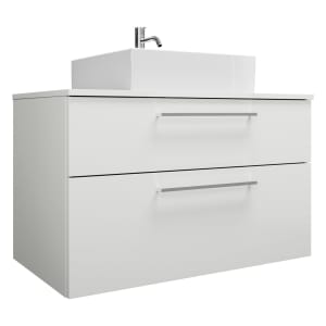 burgbad Eqio Waschtischkombination mit Keramik-Aufsatzwaschtisch 100 cm, mit Stangengriff P95