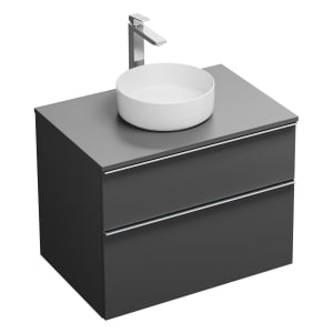 burgbad Eqio Waschtischkombination mit Keramik-Aufsatzwaschtisch 80 cm, mit Griffleiste G0251