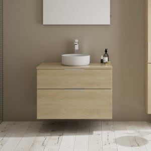 burgbad Eqio Waschtischkombination mit Keramik-Aufsatzwaschtisch 90 cm, mit Griff G0146