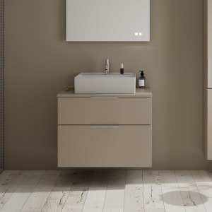 burgbad Eqio Waschtischkombination mit Keramik-Aufsatzwaschtisch 80 cm, mit Griff P0146