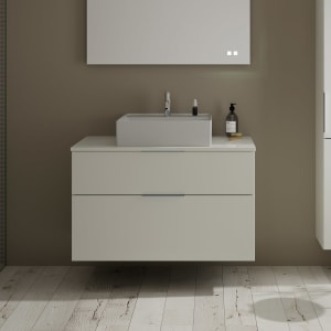 burgbad Eqio Waschtischkombination mit Keramik-Aufsatzwaschtisch 100 cm, mit Griff G0146