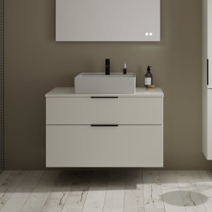 burgbad Eqio Waschtischkombination mit Keramik-Aufsatzwaschtisch 100 cm, mit Griff G0200