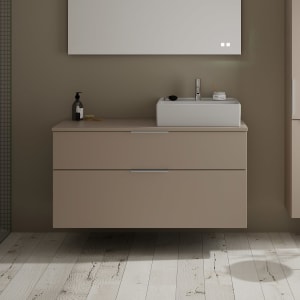 burgbad Eqio Waschtischkombination mit Keramik-Aufsatzwaschtisch 120 cm, rechts, mit Griff G146