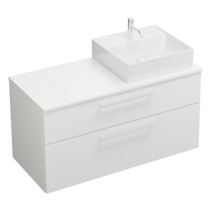 burgbad Eqio Waschtischkombination mit Keramik-Aufsatzwaschtisch 120 cm, rechts, mit Stangengriff P95