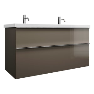 burgbad Eqio Waschtischkombination mit Keramik-Doppelwaschtisch, 123 cm, mit Griffleiste G0251