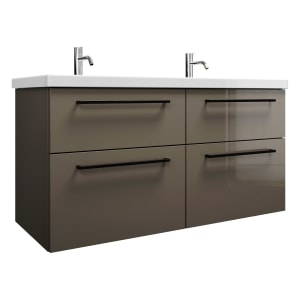 burgbad Eqio Waschtischkombination mit Keramik-Doppelwaschtisch, 123 cm, mit Stangengriff G0234