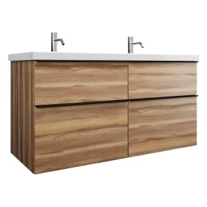 burgbad Eqio Waschtischkombination mit Keramik-Doppelwaschtisch, 123 cm, mit Griffleiste G0252