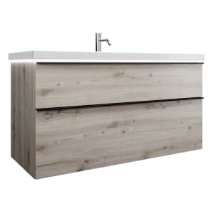 burgbad Eqio Waschtischkombination mit Keramik-Doppelwaschtisch mit LED-Beleuchtung, 123 cm, mit Griffleiste G0252