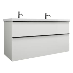 burgbad Eqio Waschtischkombination mit Keramik-Doppelwaschtisch, 123 cm, mit Griffleiste G0252