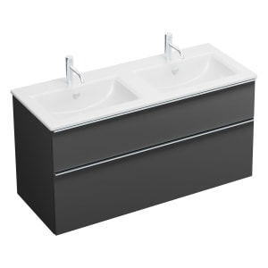 burgbad Eqio Waschtischkombination mit Keramik-Doppelwaschtisch Slim, 122 cm, mit Griffleiste G0251