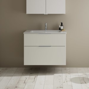 burgbad Eqio Waschtischkombination mit Keramik-Waschtisch Slim, 82 cm, mit Griff G0146