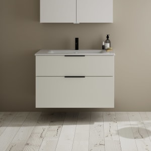 burgbad Eqio Waschtischkombination mit Keramik-Waschtisch Slim, 92 cm, mit Griff G0200