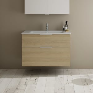 burgbad Eqio Waschtischkombination mit Keramik-Waschtisch Slim, 92 cm, mit Griff G0146