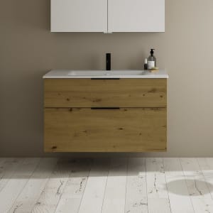 burgbad Eqio Waschtischkombination mit Keramik-Waschtisch Slim, 102 cm, mit Griff G0200