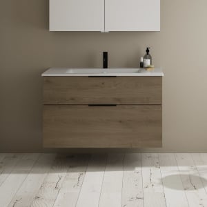 burgbad Eqio Waschtischkombination mit Keramik-Waschtisch Slim, 102 cm, mit Griff G0200