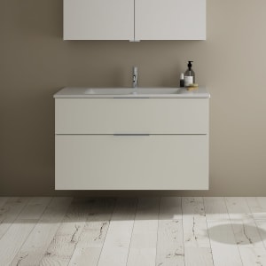 burgbad Eqio Waschtischkombination mit Keramik-Waschtisch Slim, 102 cm, mit Griff G0146