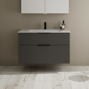 burgbad Eqio Waschtischkombination mit Keramik-Waschtisch Slim, 102 cm, mit Griff G0200