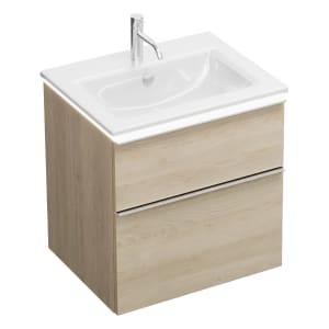 burgbad Eqio Waschtischkombination mit Keramik-Waschtisch Slim und LED-Beleuchtung, 62 cm, mit Griffleiste G0251