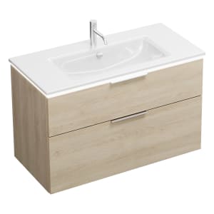 burgbad Eqio Waschtischkombination mit Keramik-Waschtisch Slim und LED-Beleuchtung, 102 cm, mit Griff G0146