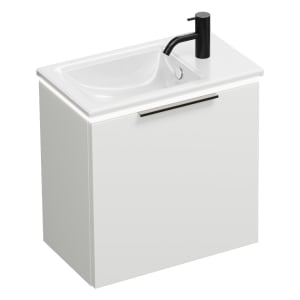 burgbad Eqio Waschtischkombination mit Keramik-Waschtisch Slim und LED-Beleuchtung, 52 cm, mit Griff G0200