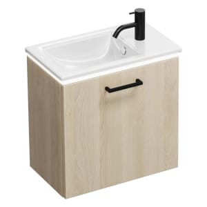 burgbad Eqio Waschtischkombination mit Keramik-Waschtisch Slim und LED-Beleuchtung, 52 cm, mit Stangengriff G0236