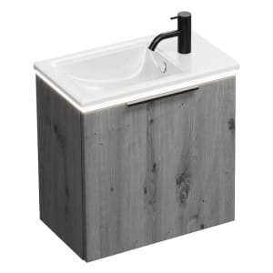 burgbad Eqio Waschtischkombination mit Keramik-Waschtisch Slim und LED-Beleuchtung, 52 cm, mit Griff G0204