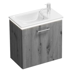 burgbad Eqio Waschtischkombination mit Keramik-Waschtisch Slim und LED-Beleuchtung, 52 cm, mit Stangengriff P95