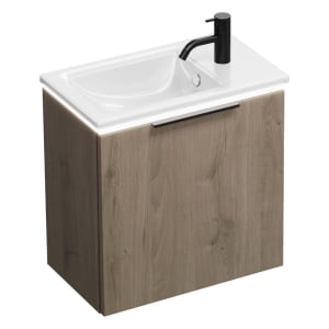 burgbad Eqio Waschtischkombination mit Keramik-Waschtisch Slim und LED-Beleuchtung, 52 cm, mit Griff G0205