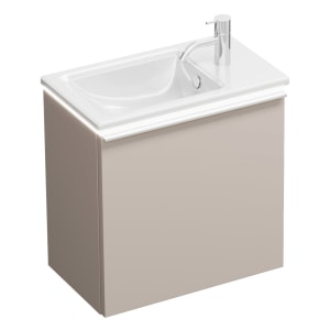 burgbad Eqio Waschtischkombination mit Keramik-Waschtisch Slim und LED-Beleuchtung, 52 cm, mit Griffleiste G0251