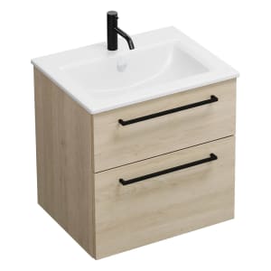 burgbad Eqio Waschtischkombination mit Keramik-Waschtisch Slim, 62 cm, mit Stangengriff G0234