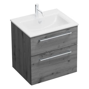 burgbad Eqio Waschtischkombination mit Keramik-Waschtisch Slim, 62 cm, mit Stangengriff P95