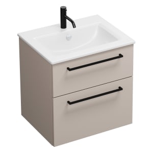 burgbad Eqio Waschtischkombination mit Keramik-Waschtisch Slim, 62 cm, mit Stangengriff G0234