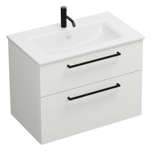 burgbad Eqio Waschtischkombination mit Keramik-Waschtisch Slim, 82 cm, mit Stangengriff G0234