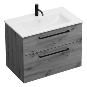 burgbad Eqio Waschtischkombination mit Keramik-Waschtisch Slim, 82 cm, mit Stangengriff G0234