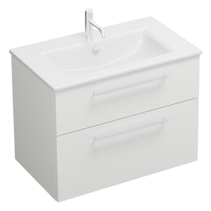 burgbad Eqio Waschtischkombination mit Keramik-Waschtisch Slim, 82 cm, mit Stangengriff P95