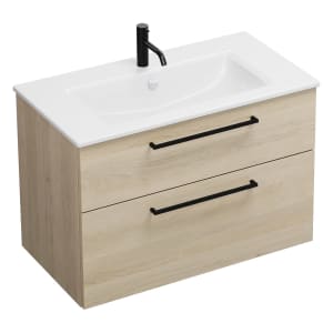 burgbad Eqio Waschtischkombination mit Keramik-Waschtisch Slim, 92 cm, mit Stangengriff G0234